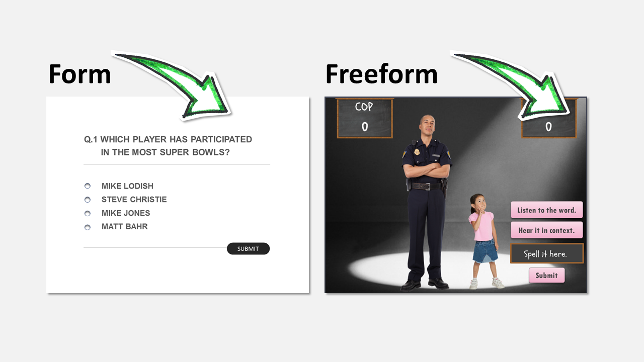 form vs freeform quiz example