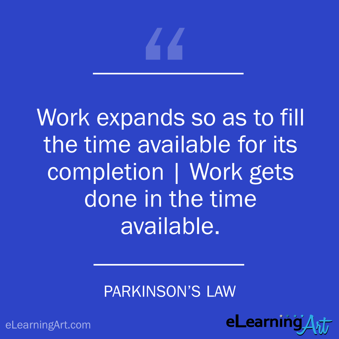 project management quote - parkinsons law: Work gets done in the time available. 