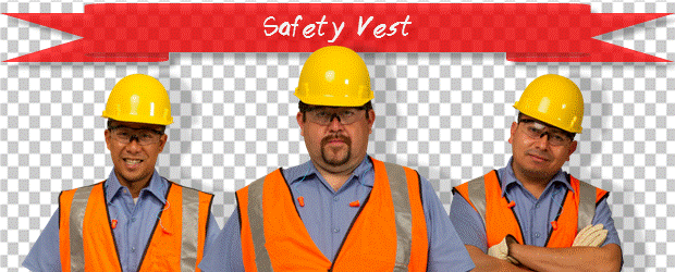 Images of people in uniform and safety vests