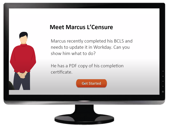 Example using characters in eLearning software training