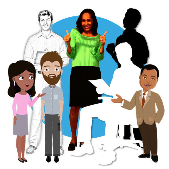 Illustrated eLearning Characters - Illustrated, Cartoon, and Stylized Cut Outs