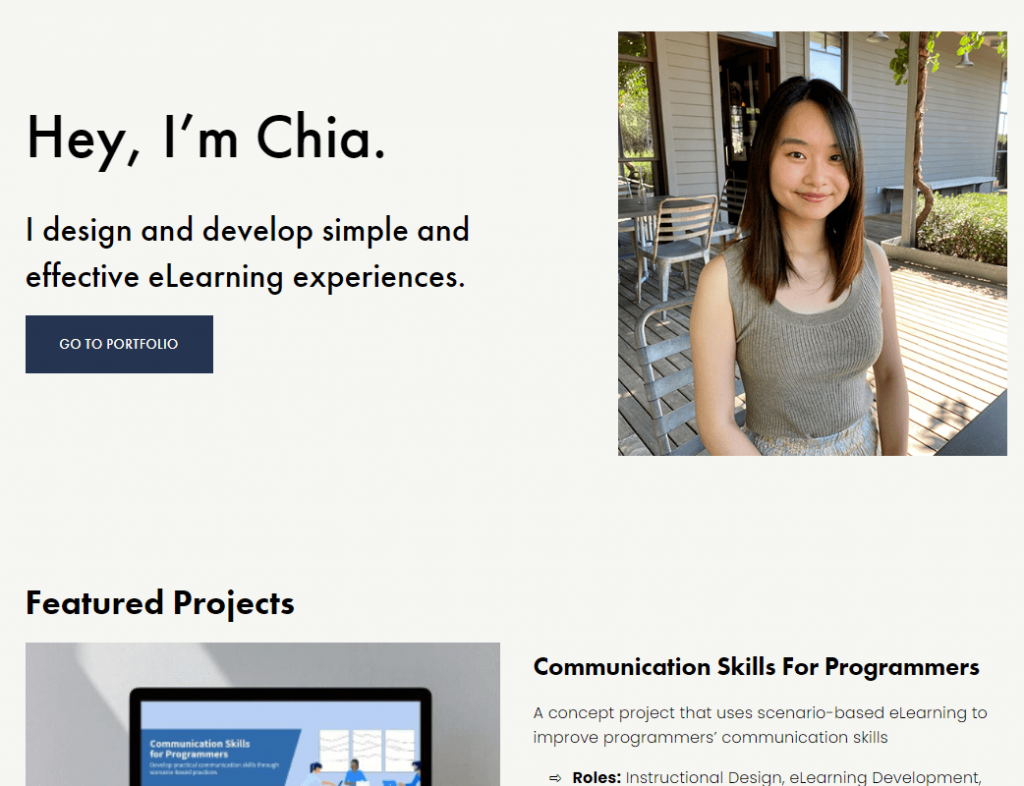 eLearning portfolio example - Chia Yeh