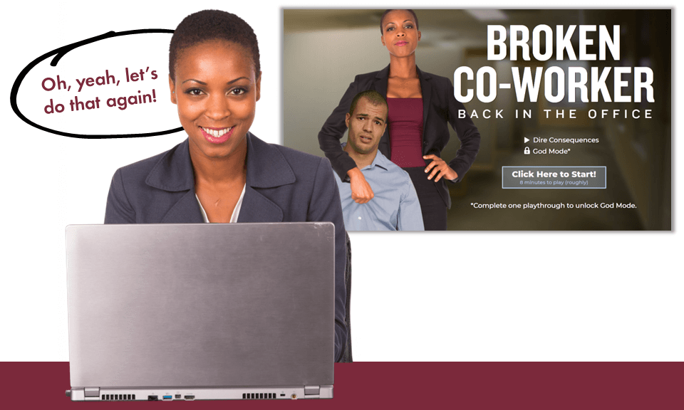 Engaging eLearning Example - Broken Co-worker scenario story